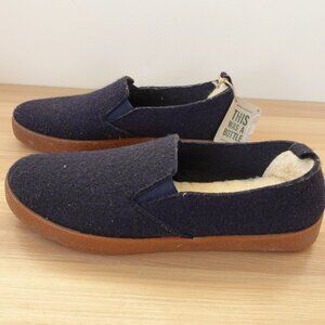 Wool Loafer Shoes 42 M 9 W 12 DNA Navy Blue Sherpa‎ Fleece Slip On NEW